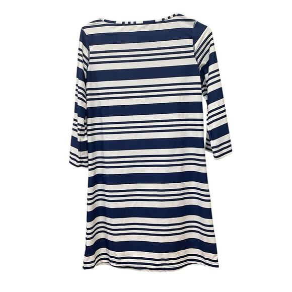 Cabana Life Navy Striped UPF 50 Dress Coral Accent Sun‑Safe Sz M EUC - Picture 3 of 5